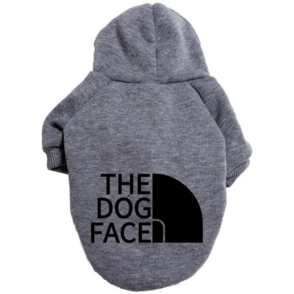 Puppy Pet The Dog Face Gray M Fleece Hoodie Coat Jacket Vest Apparel Clothing - Picture 1 of 3